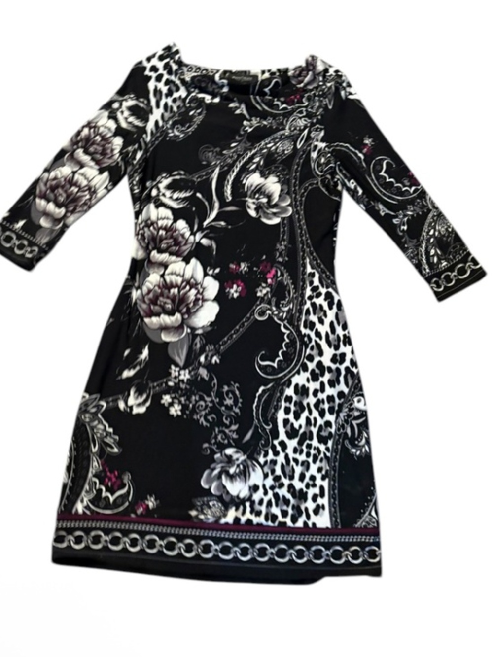 White House black market leopard black purple xs dress